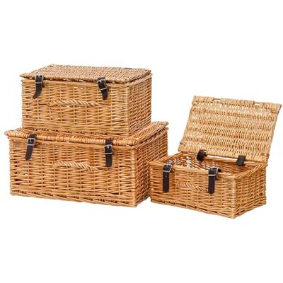 Wickerfield Set of 3 Honey Wicker Hampers with Lids, Gift Hamper Baskets Wickerfield Set of 3 Honey Wicker Hampers with Lids, Gift Hamper Baskets