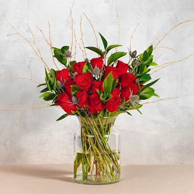 PrestigeFlowers Luxury Red Roses Next Day Prime Delivery Red Roses bouquet surrounded by the Finest Foliage with Golden Orbits A Stunning Gift for Any Occasion Brighten someone's day with flowers (Large) PrestigeFlowers Luxury Red Roses Next Day Prime Delivery Red Roses bouquet surrounded by the Finest Foliage with Golden Orbits A Stunning Gift for Any Occasion Brighten someone's day with flowers (Large)