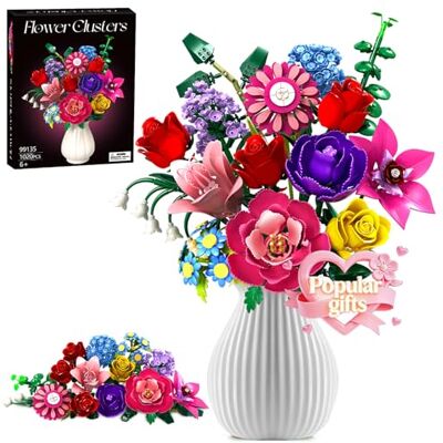 Rongmeiz Flower Bouquet Building Set, 1020 PCS Botanical Collection Building Block Toy, Rose Flowers Plant Home Decor, Christmas, Valentine's Day Birthday Gift Toys for Girls Women 6+ Rongmeiz Flower Bouquet Building Set, 1020 PCS Botanical Collection Building Block Toy, Rose Flowers Plant Home Decor, Christmas, Valentine's Day Birthday Gift Toys for Girls Women 6+