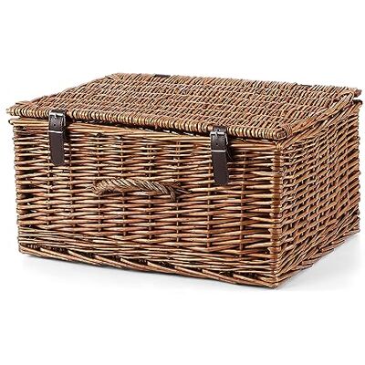 Wickerfield Set of 3 Brown Wicker Hampers with Lids, Gift Hamper Baskets Wickerfield Set of 3 Brown Wicker Hampers with Lids, Gift Hamper Baskets