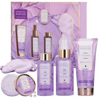 Moksha Beauty Lavender Bath Gift Sets for Women Birthday, Mothers Day, Pamper Gift Sets Moksha Beauty Lavender Bath Gift Sets for Women Birthday, Mothers Day, Pamper Gift Sets