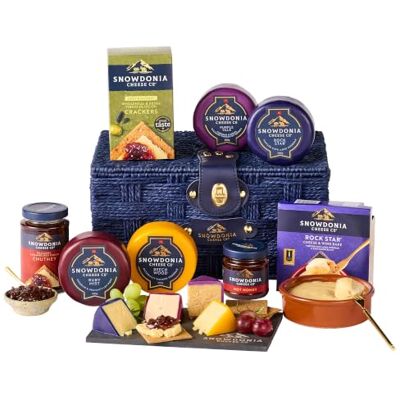 Snowdonia Cheese Company Rock Star Cheese Hamper Gift Set 4 Cheeses, Cheese Bake, Chutney, Hot Honey and Crackers Snowdonia Cheese Company Rock Star Cheese Hamper Gift Set 4 Cheeses, Cheese Bake, Chutney, Hot Honey and Crackers