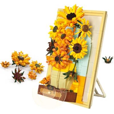 Brihappen Sunflower Art Building Set with Light, Van Gogh Painting Wall Room Decor, Flowers Plant Building Blocks Set, Botanical Collection Model Gift for Women Adult(1166 Pcs) Brihappen Sunflower Art Building Set with Light, Van Gogh Painting Wall Room Decor, Flowers Plant Building Blocks Set, Botanical Collection Model Gift for Women Adult(1166 Pcs)