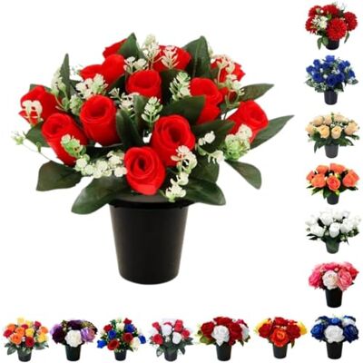 Homesecret Pack 1 Artificial Flowers for Graves in Pots 25cm 12 Head Red Grave Flower Pots for Christmas Luxury Memorial Flowers for Graves, Funerals & Lasting Tributes All Season Displays Homesecret Pack 1 Artificial Flowers for Graves in Pots 25cm 12 Head Red Grave Flower Pots for Christmas Luxury Memorial Flowers for Graves, Funerals & Lasting Tributes All Season Displays