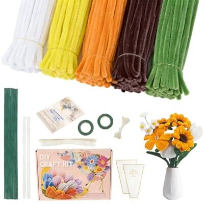 HAOSJINY 500 PCS Pipe Cleaner Flower Kit, Pipecleaner Flowers, Pipecleaner Flowers for DIY Lily, Rose, Tulip, Sunflower Bouquet, Arts Crafts Supplies for Parent-Child Activity & Gift Wrapping (Sunflowers) HAOSJINY 500 PCS Pipe Cleaner Flower Kit, Pipecleaner Flowers, Pipecleaner Flowers for DIY Lily, Rose, Tulip, Sunflower Bouquet, Arts Crafts Supplies for Parent-Child Activity & Gift Wrapping (Sunflowers)