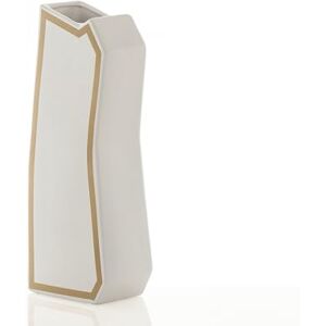 Tomasucci WINK DESIGN, LINEA-C GOLD vase ceramic vase white matt finish gold details 15x10x41 cm Tomasucci WINK DESIGN, LINEA-C GOLD vase ceramic vase white matt finish gold details 15x10x41 cm