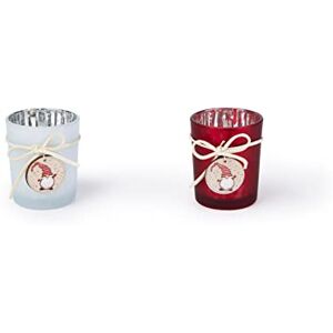 Excelsa Set of 6 Gnome Tea Light Holder, cm. 5,5 x 6,5, Glass and Wood Excelsa Set of 6 Gnome Tea Light Holder, cm. 5,5 x 6,5, Glass and Wood