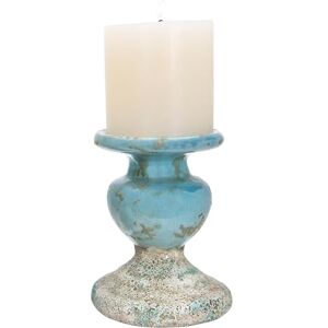 Creative Labs Large Distressed Blue Terracotta Pillar Candle Holder Creative Labs Large Distressed Blue Terracotta Pillar Candle Holder