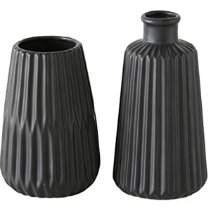 Boltze Esko 1013332 Vases Set of 2 (Black Varnished, Ceramic Flower Vases, Diameter Approx. 8.5 cm, Indoor Decoration, No Flowers, Scandinavian Style) Boltze Esko 1013332 Vases Set of 2 (Black Varnished, Ceramic Flower Vases, Diameter Approx. 8.5 cm, Indoor Decoration, No Flowers, Scandinavian Style)