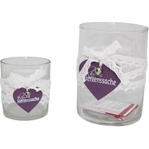 DRW Set of 2 Round Glass Candle Holders with Wooden Heart Transparent 10 x 10 x 15 cm DRW Set of 2 Round Glass Candle Holders with Wooden Heart Transparent 10 x 10 x 15 cm