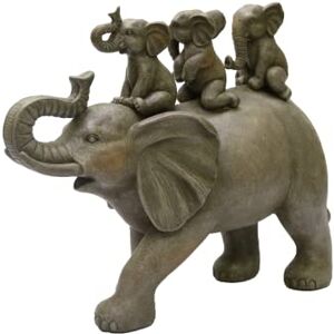Nature's Mark 8" H 3 Baby Elephants Riding an Elephant Resin Statue Figurine Home Decorative Accent Decor (Gray) Nature's Mark 8" H 3 Baby Elephants Riding an Elephant Resin Statue Figurine Home Decorative Accent Decor (Gray)