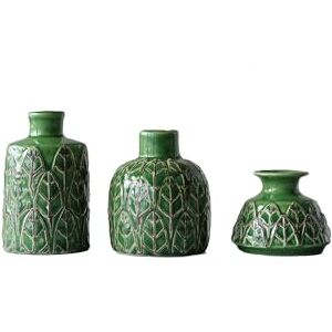 Creative Labs Green Embossed Stoneware (Set of 3 Sizes) Vases Creative Labs Green Embossed Stoneware (Set of 3 Sizes) Vases