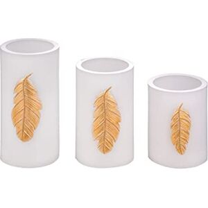 Pauleen 48248 Golden Feather Candle Wax Candle with Battery and Timer Function 6H Timer White/Gold Pauleen 48248 Golden Feather Candle Wax Candle with Battery and Timer Function 6H Timer White/Gold