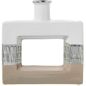 Alexandra House Living Vase White Silver Ceramic 24 x 6 x 24 cm D1621593 EAN: 8427701611588 Alexandra House Living Vase White Silver Ceramic 24 x 6 x 24 cm D1621593 EAN: 8427701611588