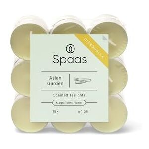Spaas 10 x 18 Citronella Tealights, ± 4.5 Hours, Pistachio Green, Asian Garden Spaas 10 x 18 Citronella Tealights, ± 4.5 Hours, Pistachio Green, Asian Garden