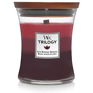 Woodwick Medium Hourglass Scented Trilogy Candle Sun-Ripened Berries with Crackling Wick Up to 60 Hours Burn Time Woodwick Medium Hourglass Scented Trilogy Candle Sun-Ripened Berries with Crackling Wick Up to 60 Hours Burn Time