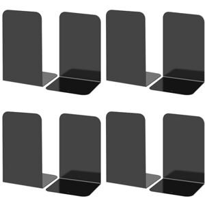 Woobroo 8 Pcs Heavy-Duty Metal Bookends L-Shaped Shelf with Non-Slip Pads, Ideal for Decorating Home, Office, and Librarie (Black) Woobroo 8 Pcs Heavy-Duty Metal Bookends L-Shaped Shelf with Non-Slip Pads, Ideal for Decorating Home, Office, and Librarie (Black)