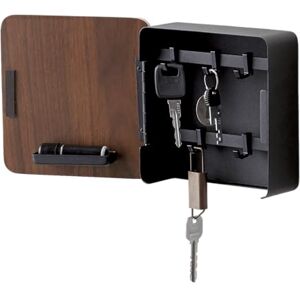 YAMAZAKI 4801 RIN Magnetic Key Box, Black, Steel/Plywood, Minimalist, 15.8 x 5.7 x 15.8 cm YAMAZAKI 4801 RIN Magnetic Key Box, Black, Steel/Plywood, Minimalist, 15.8 x 5.7 x 15.8 cm
