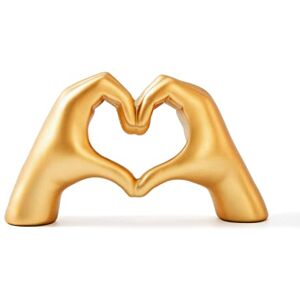 OTARTU Golden Gesture Heart Decoration, Modern Love Statue Finger, Abstract Art Sculpture Home Wedding Decoration (A) OTARTU Golden Gesture Heart Decoration, Modern Love Statue Finger, Abstract Art Sculpture Home Wedding Decoration (A)