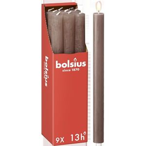 BOLSIUS Rustic Dinner Candles Taupe Pack of 9 Long Burning Time of 13 Hours Household Candle Interior Decoration Unscented Includes Natural Vegan Wax 27 x 2.3 cm BOLSIUS Rustic Dinner Candles Taupe Pack of 9 Long Burning Time of 13 Hours Household Candle Interior Decoration Unscented Includes Natural Vegan Wax 27 x 2.3 cm