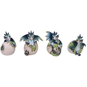 Nemesis Now Hatchlings Emergence (Set of 4) 8cm, Dragonling Hatching from Egg Figurines, Blue,green Nemesis Now Hatchlings Emergence (Set of 4) 8cm, Dragonling Hatching from Egg Figurines, Blue,green