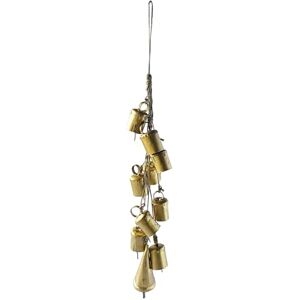 Creative Labs 13" H Handmade Hanging Metal Bells on Jute Rope, Gold Finish Creative Labs 13" H Handmade Hanging Metal Bells on Jute Rope, Gold Finish