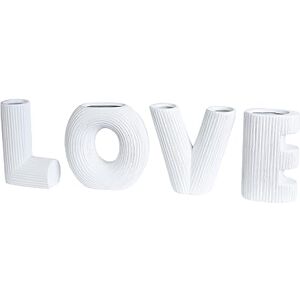 GILDE Decorative Vase Set Love – 4-Piece Ceramic Vase Set – Love Lettering – Gifts for Women Christmas Wedding Birthday – Colour: Cream – Height 15 cm GILDE Decorative Vase Set Love – 4-Piece Ceramic Vase Set – Love Lettering – Gifts for Women Christmas Wedding Birthday – Colour: Cream – Height 15 cm