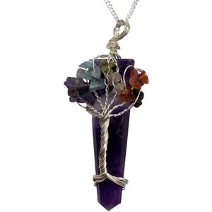 VIE Naturals Tree of Life 7 Chakra Pendant, Amethyst VIE Naturals Tree of Life 7 Chakra Pendant, Amethyst