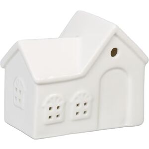 Relaxdays Tea House Ceramic, Light Through Windows, for One Candle, HWD: 9 x 11 x 6 cm, Cute Table Decor, White Relaxdays Tea House Ceramic, Light Through Windows, for One Candle, HWD: 9 x 11 x 6 cm, Cute Table Decor, White