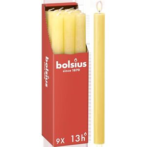 BOLSIUS Rustic Dinner Candles Light Yellow Pack of 9 Long Burning Time of 13 Hours Household Candle Interior Decoration Unscented Includes Natural Vegan Wax 27 x 2.3 cm BOLSIUS Rustic Dinner Candles Light Yellow Pack of 9 Long Burning Time of 13 Hours Household Candle Interior Decoration Unscented Includes Natural Vegan Wax 27 x 2.3 cm