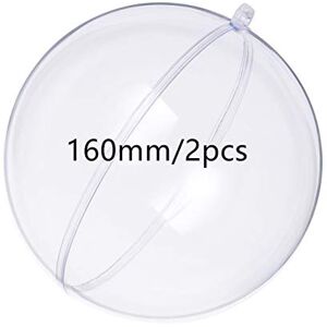 KENAST Clear Plastic Fillable Ornaments Ball, DIY Ornaments for Christmas, Wedding, Party, Home Decor (160mm Diameter/ 2pcs) KENAST Clear Plastic Fillable Ornaments Ball, DIY Ornaments for Christmas, Wedding, Party, Home Decor (160mm Diameter/ 2pcs)