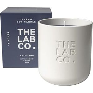The Lab Co. Ceramic Candle 280g 45hrs Burn Time. Relaxing Fragrance with Cotton Lavender Jasmine. 100% Vegan Soy Wax The Lab Co. Ceramic Candle 280g 45hrs Burn Time. Relaxing Fragrance with Cotton Lavender Jasmine. 100% Vegan Soy Wax