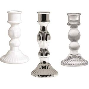 Excelsa Light Candle Set Altezza: 20 cm Trasparente, Bianco, Argento Excelsa Light Candle Set Altezza: 20 cm Trasparente, Bianco, Argento