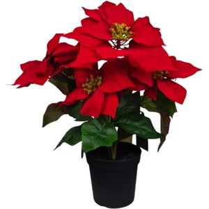 GreenBrokers Artificial Red Poinsettia Christmas Flower Plant in Pot 46cm/18in GreenBrokers Artificial Red Poinsettia Christmas Flower Plant in Pot 46cm/18in