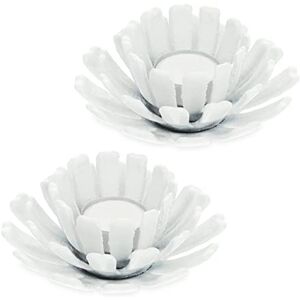 Relaxdays Tealight Holder, Set of 2, Flower Shape, Candle Stand, Cast Iron, Indoors & Outdoors, HxØ 6 x 13.5 cm, White Relaxdays Tealight Holder, Set of 2, Flower Shape, Candle Stand, Cast Iron, Indoors & Outdoors, HxØ 6 x 13.5 cm, White