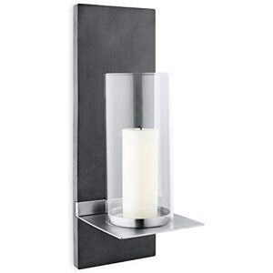 blomus Wall Holder w/Candle, sm, Metal, Grey, H 38 cm, W 13 cm, T 15 cm blomus Wall Holder w/Candle, sm, Metal, Grey, H 38 cm, W 13 cm, T 15 cm