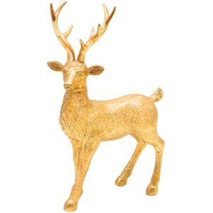 Dekohelden24 Ceramic Decorative Figurine, Modern Decorative Statue, Country House Sculpture as Deer in Gold Glitter, Standing, L/W/H: 19 x 9 x 28 cm Dekohelden24 Ceramic Decorative Figurine, Modern Decorative Statue, Country House Sculpture as Deer in Gold Glitter, Standing, L/W/H: 19 x 9 x 28 cm