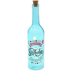 Dekohelden24 W-10025726 Decorative Glass Bottle Happy Birthday with 5 LEDs L x W x H 7 x 7 x 29 cm Blue Light Bottle 29 cm Dekohelden24 W-10025726 Decorative Glass Bottle Happy Birthday with 5 LEDs L x W x H 7 x 7 x 29 cm Blue Light Bottle 29 cm
