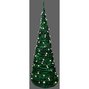 SHATCHI 4Ft-6Ft Prelit Pre Pop up Christmas Tree Xmas Home Indoor LED Warm White Lights Baubles Decorations Battery Operated, Silver, 4Ft SHATCHI 4Ft-6Ft Prelit Pre Pop up Christmas Tree Xmas Home Indoor LED Warm White Lights Baubles Decorations Battery Operated, Silver, 4Ft