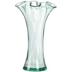 GILDE Artesania Vase Glass Bulbous Organic Green Height 30 cm x Diameter 20 cm European Manufacture GILDE Artesania Vase Glass Bulbous Organic Green Height 30 cm x Diameter 20 cm European Manufacture
