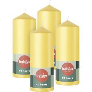BOLSIUS Pillar Candles Yellow 4-Pack 15 x 6 cm Decorative Household Candles Long Burning Time of 42 Hours Unscented Includes Natural Vegan Wax Without Palm Oil BOLSIUS Pillar Candles Yellow 4-Pack 15 x 6 cm Decorative Household Candles Long Burning Time of 42 Hours Unscented Includes Natural Vegan Wax Without Palm Oil