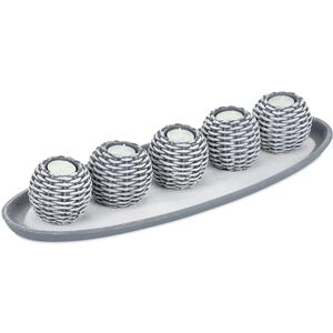 Relaxdays Tray, Candle Set with 5 Tea Light Holders & Sand, for Living & Dining Room, Candleholder, Grey/White, Fibreboard, 8 x 50.5 x 18.5 cm Relaxdays Tray, Candle Set with 5 Tea Light Holders & Sand, for Living & Dining Room, Candleholder, Grey/White, Fibreboard, 8 x 50.5 x 18.5 cm