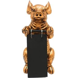 Dekohelden24 Decorative Figure as a Pig in Gold, with Board for Labelling, Made of polyresin, Size: L/W/H Approx. 11 x 11.5 x 22 cm, 22 cm Dekohelden24 Decorative Figure as a Pig in Gold, with Board for Labelling, Made of polyresin, Size: L/W/H Approx. 11 x 11.5 x 22 cm, 22 cm