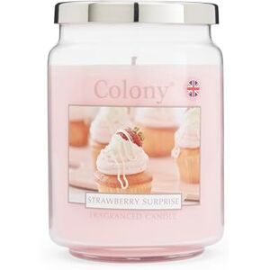Wax Lyrical Strawberry Surprise Large Candle, 100 Hours Burn Time, Modern Design, Jar, Fruit Theme, UK, Pink Wax Lyrical Strawberry Surprise Large Candle, 100 Hours Burn Time, Modern Design, Jar, Fruit Theme, UK, Pink