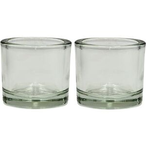 Dekohelden24 Tea Light Set of 2, Clear/Transparent, Made of Glass, Simple and Elegant, Size: H/Diameter Approx. 5.5 x 6 cm, 6 cm Dekohelden24 Tea Light Set of 2, Clear/Transparent, Made of Glass, Simple and Elegant, Size: H/Diameter Approx. 5.5 x 6 cm, 6 cm