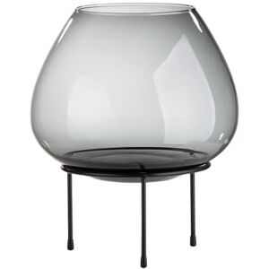 GILDE Vitu Lantern with Base, Glass and Metal, Anthracite and Black, Handmade, Diameter 26 x 30 cm GILDE Vitu Lantern with Base, Glass and Metal, Anthracite and Black, Handmade, Diameter 26 x 30 cm