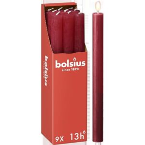 BOLSIUS Rustic Dinner Candles Red Pack of 9 Long Burning Time of 13 Hours Household Candle Interior Decoration Unscented Natural Vegan Wax 27 x 2.3 cm BOLSIUS Rustic Dinner Candles Red Pack of 9 Long Burning Time of 13 Hours Household Candle Interior Decoration Unscented Natural Vegan Wax 27 x 2.3 cm