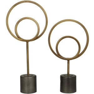 Deco 79 Sculpture, Metal, Gold, 2 Pieces CONVENIENTLY Sized Deco 79 Sculpture, Metal, Gold, 2 Pieces CONVENIENTLY Sized