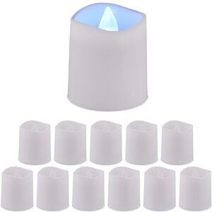 Relaxdays LED, Set of 12, Cold White Faux Candles, HxWxD: 4.5 x 4 x 4 cm, Electric, Flameless Tea Lights Relaxdays LED, Set of 12, Cold White Faux Candles, HxWxD: 4.5 x 4 x 4 cm, Electric, Flameless Tea Lights