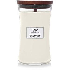 Woodwick Large Hourglass Scented Candle White Tea & Jasmine with Crackling Wick Burn Time: up to 130 Hours Woodwick Large Hourglass Scented Candle White Tea & Jasmine with Crackling Wick Burn Time: up to 130 Hours